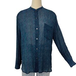 Isabel Marant Etoile Button Down Sheer Top Blouse Long Sleeve Blue 34 Oversized